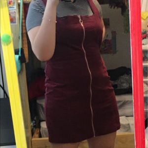 Red Rue21 zip up corduroy dress